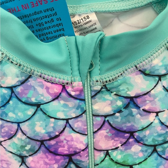 NWT! TFJH E Girls Swimsuit One Piece with Zipper Turquoise and Purple  A193-38 - Picture 9 of 11